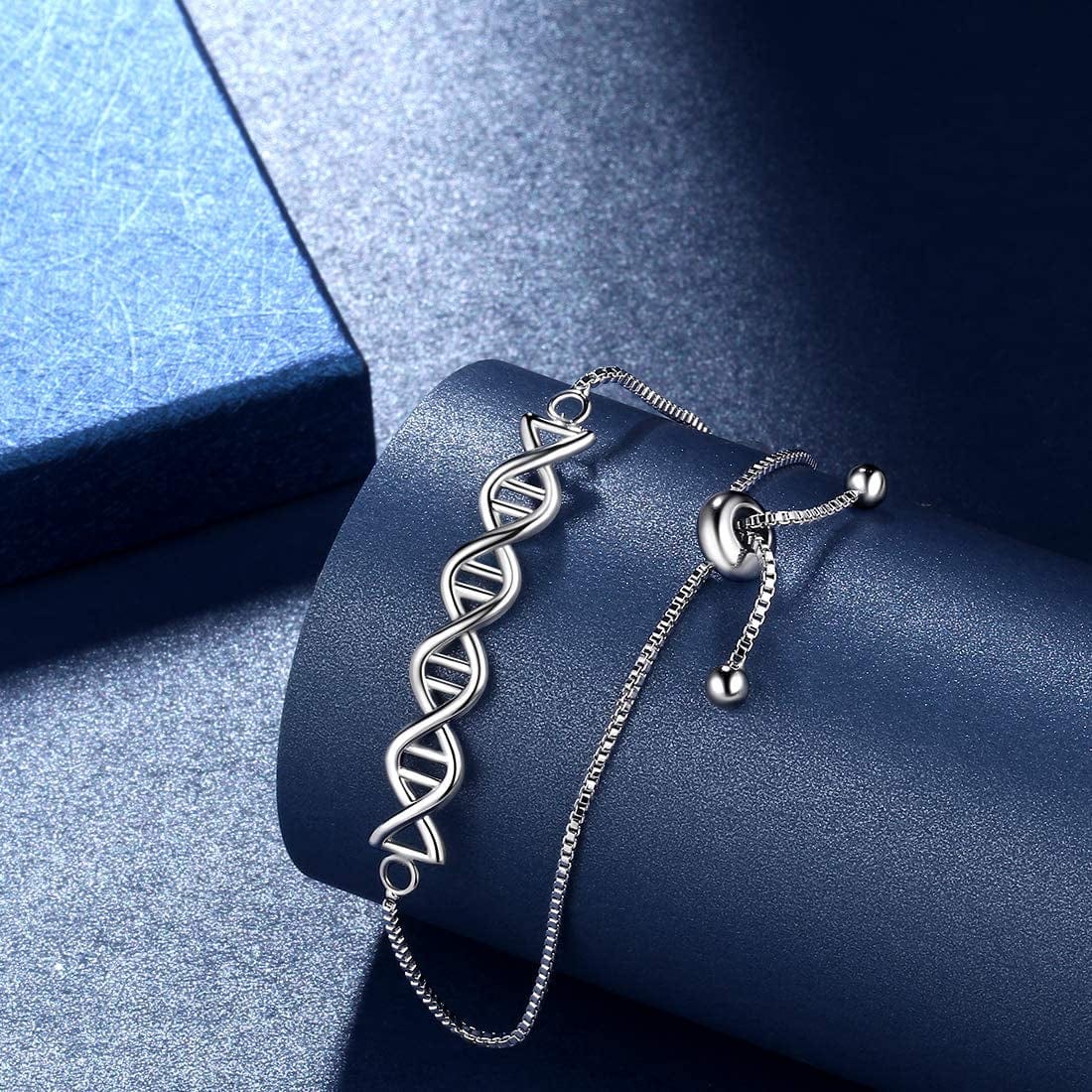 Beautlace DNA Double Helix Chemistry Science Molecule Biology Necklace and Earrings Jewelry Set Silver/18K Gold/Black Gun Plated Jewelry for Women and Girls