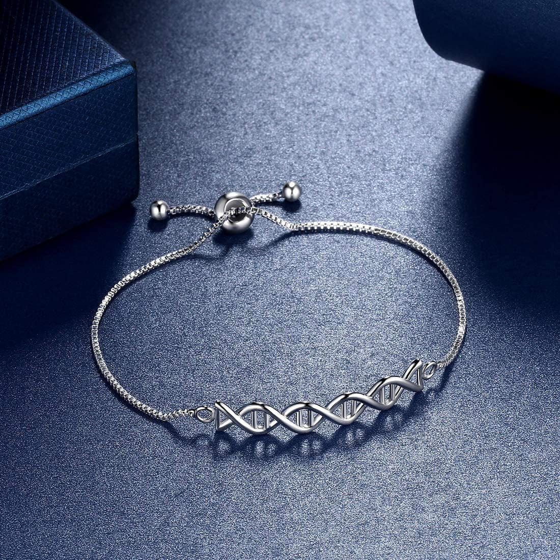 Beautlace DNA Double Helix Chemistry Science Molecule Biology Necklace and Earrings Jewelry Set Silver/18K Gold/Black Gun Plated Jewelry for Women and Girls