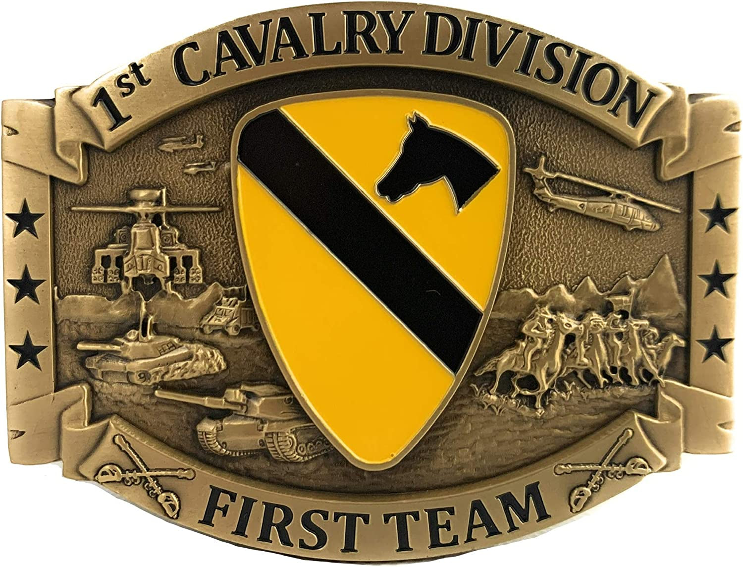 US Army 1St Cavalry Divison CSIB, Americas First Team, Solid Bronze Belt Buckle Apparel & Accessories > Clothing Accessories > Belt Buckles Generic