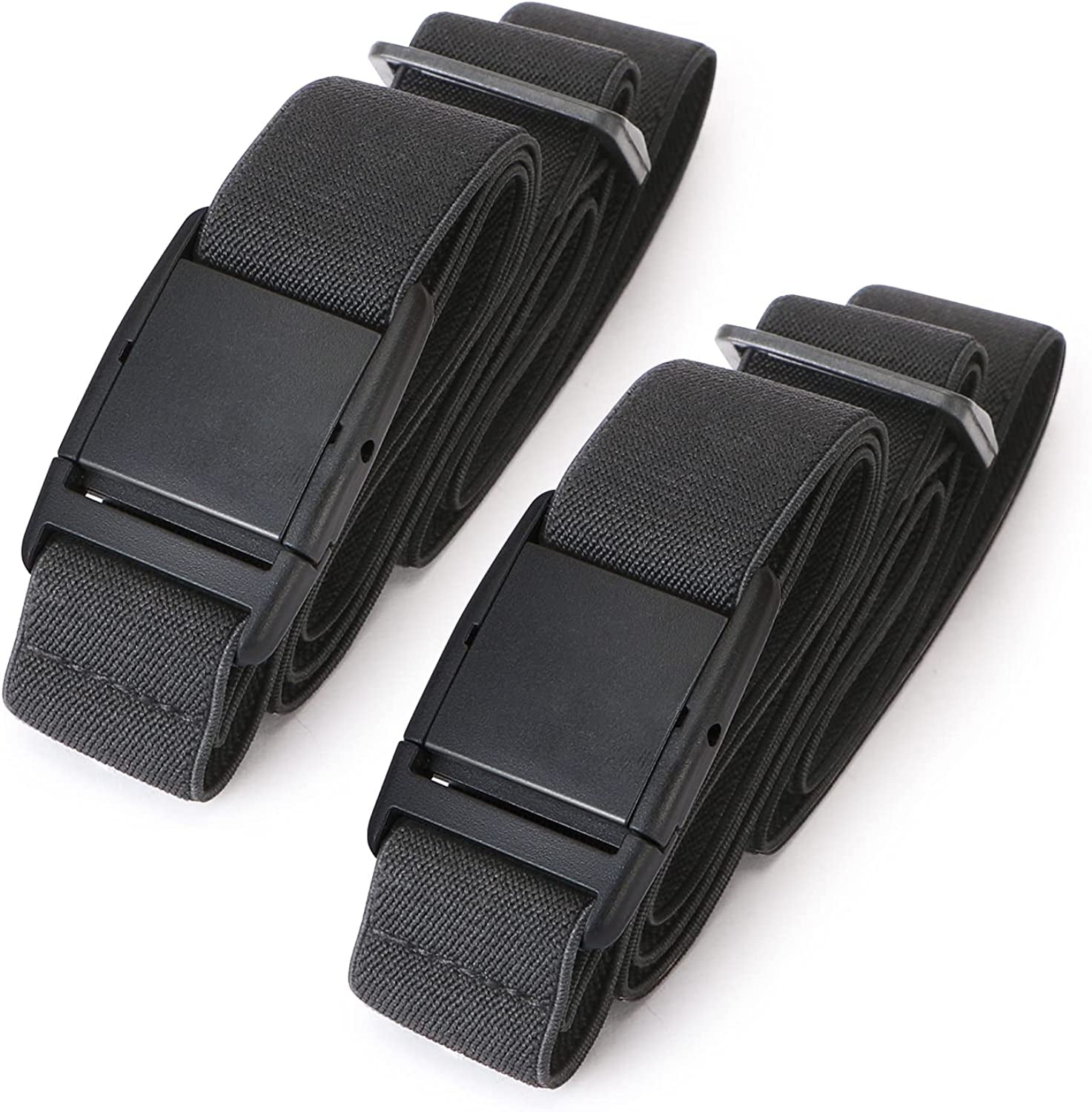 No Show Women Stretch Belt Invisible Elastic Web Strap Belt with Flat Buckle for Jeans Pants Dresses Apparel & Accessories > Clothing Accessories > Belts KYLIE MAX B-black+black Suit for US Size 16+