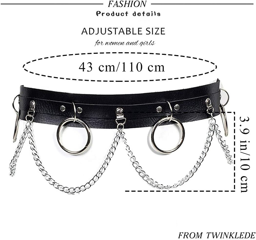 Twinklede Punk Leather Belly Waist Chain Belt Circle Body Chains Festival Rave Body Chain Jewelry for Women and Girls Apparel & Accessories > Jewelry > Body Jewelry Twinklede