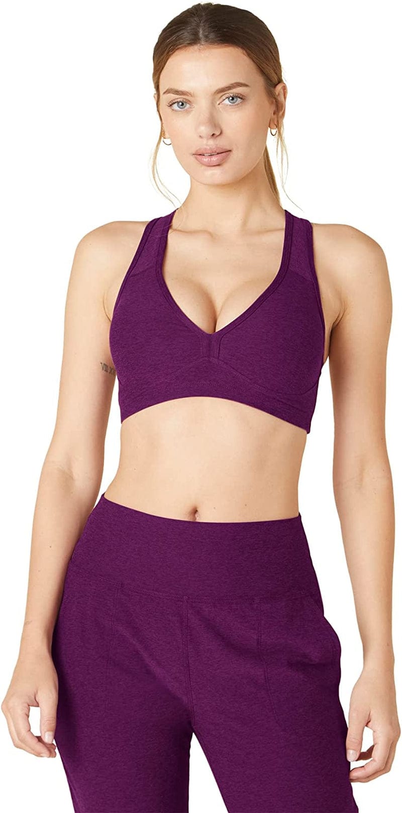 Beyond Yoga Women'S Spacedye Lift Your Spirits Bra Aubergine/Beet / X-Large