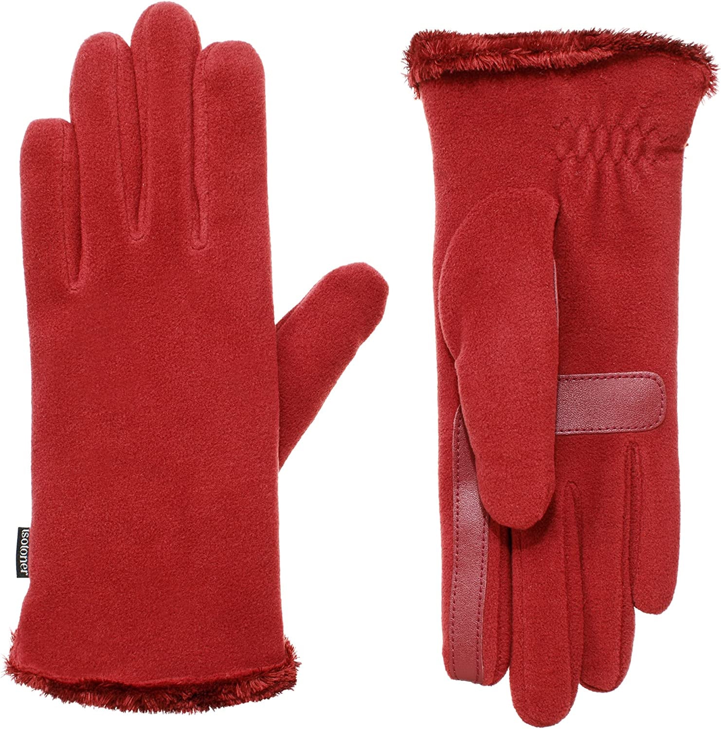 Isotoner Womens Stretch Fleece Gloves with Microluxe Lining and Smart Touch Technology Apparel & Accessories > Clothing Accessories > Gloves & Mittens KYLIE MAX Chili One Size