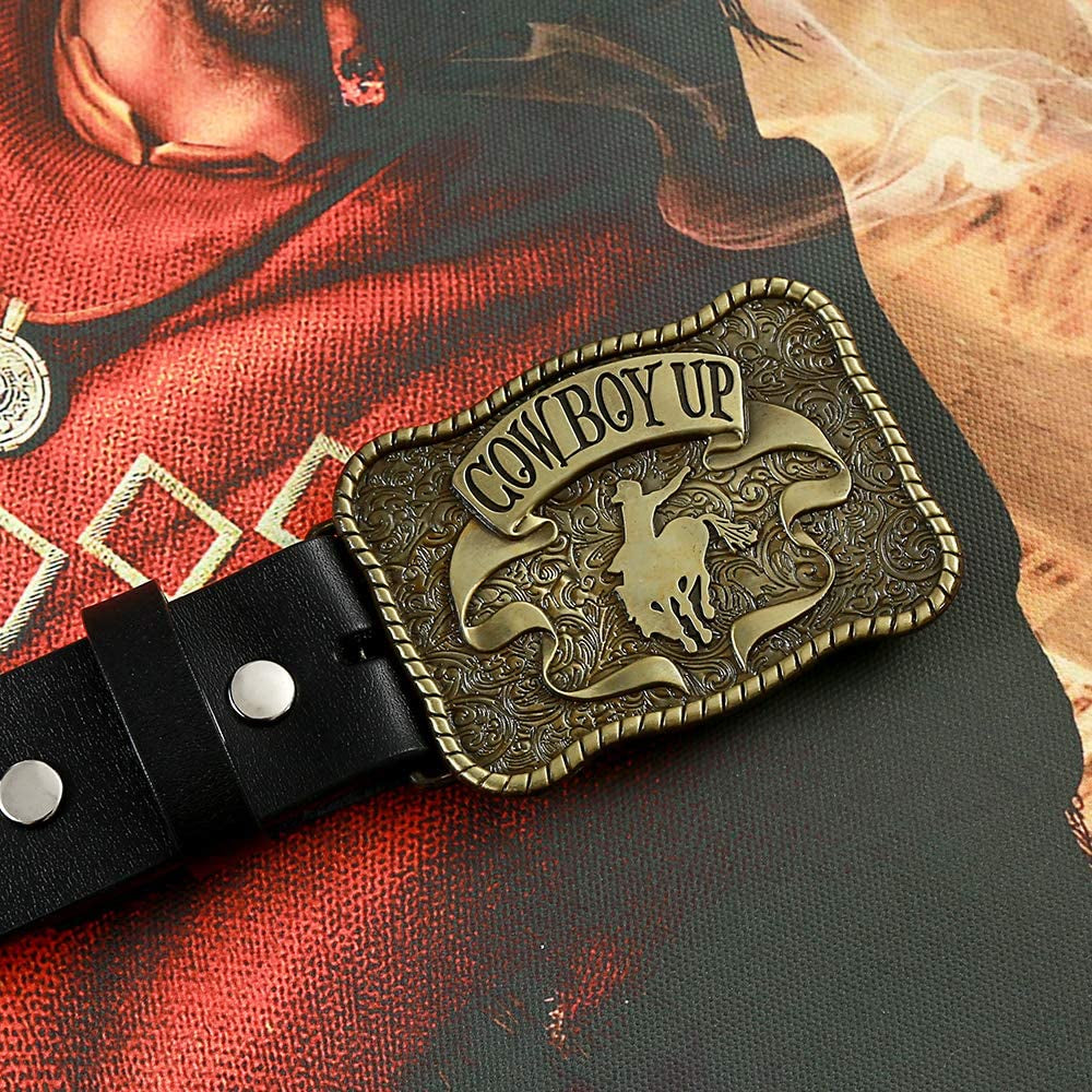 KDG Western Cowboy Gold Belt Buckle for Man Eagle Running Horse Bull Heads Texas Buckle Apparel & Accessories > Clothing Accessories > Belt Buckles KDG