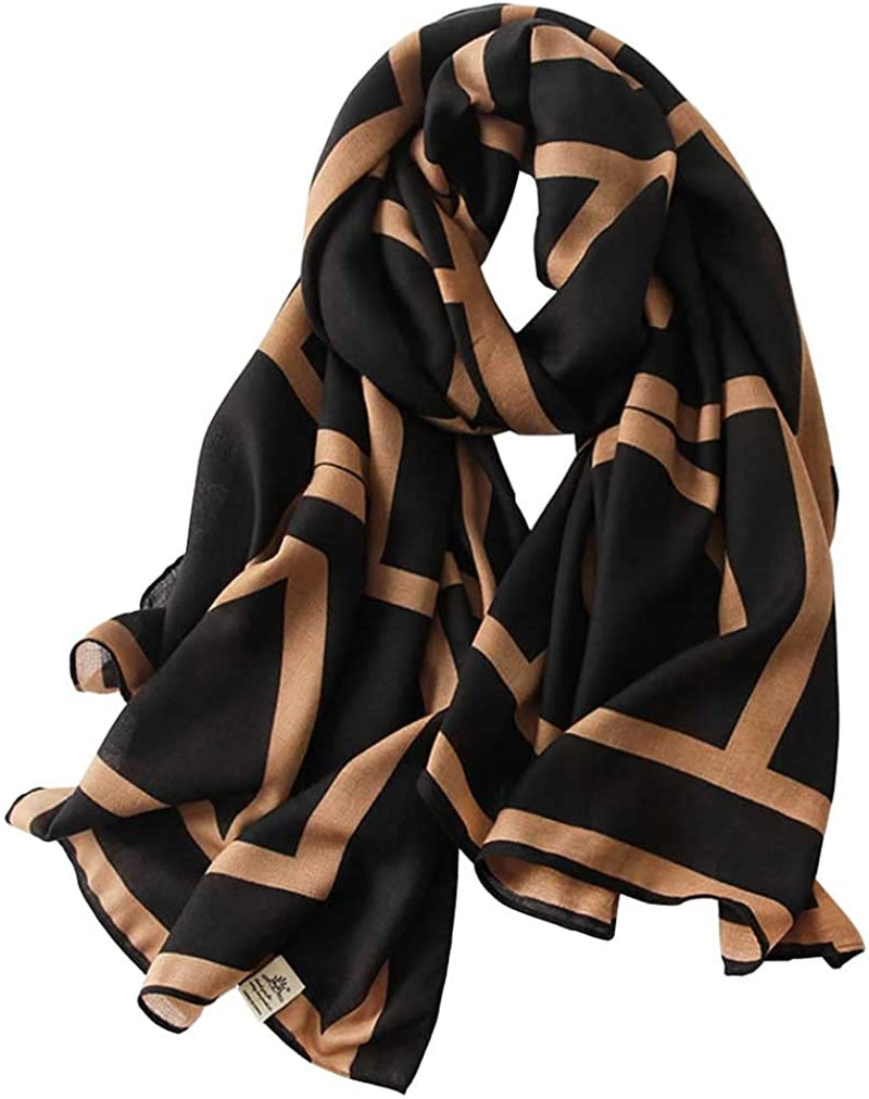 First Choose Cotton Linen Feeling Women Large Long Scarf Shawl Check Style Sunscreen Shawls Wraps Lightweight Pattern Apparel & Accessories > Clothing Accessories > Scarves & Shawls First Choose Black-brown Stripe