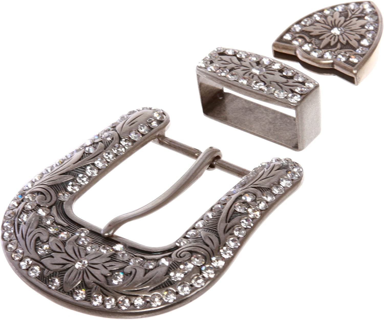 Western Rhinestone Belt Buckle Set for Replacement or Leather Craft 1-1/2" Apparel & Accessories > Clothing Accessories > Belt Buckles beltiscool