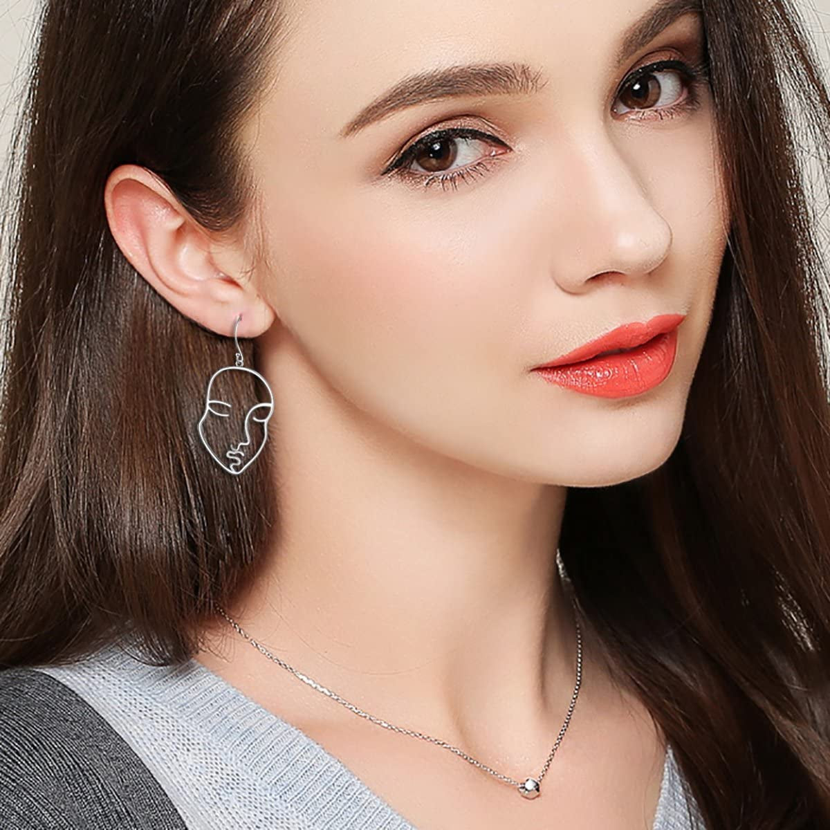 S925 Sterling Silver Face Abstract Drop Dangle Earrings for Women Jewelry Apparel & Accessories > Jewelry > Earrings ALPHM Jewelry Factory