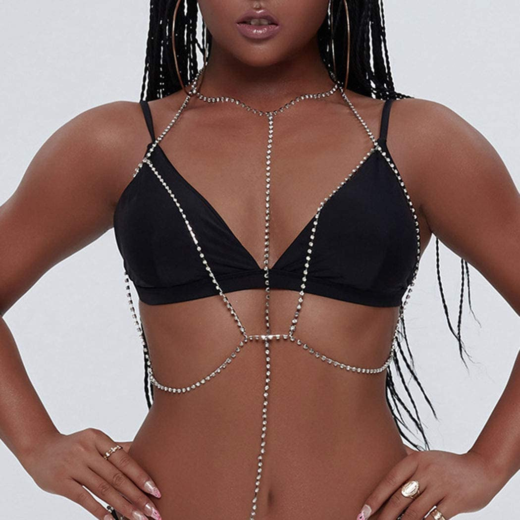 Nicute Party Bra Chains Rhinestone Body Chain Body Jewelry for Women and Girls Apparel & Accessories > Jewelry > Body Jewelry Nicute