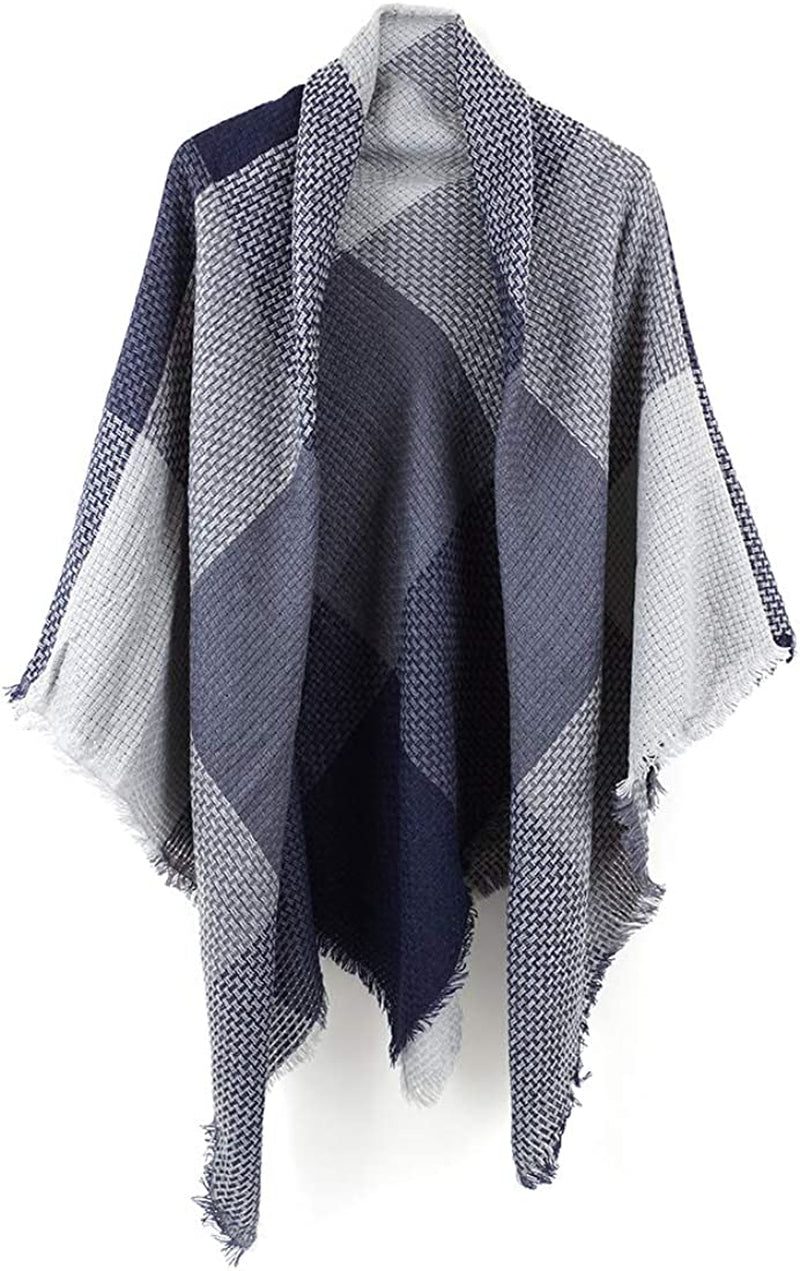 Neal LINK Women'S Plaid Scarf Blanket Wrap Warm Tartan Checked Shawl Tartan Scarves Pashmina Cape Apparel & Accessories > Clothing Accessories > Scarves & Shawls Neal LINK Dark Grey