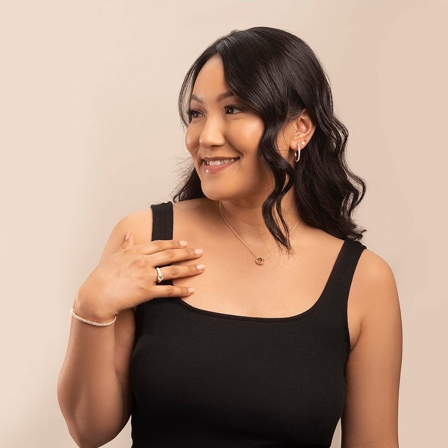 Bianca 18K White Gold Hoop Earrings with Crystals, Best Silver Hoops for Women, Sparkle round Hoops for Ladies, Hoop Earrings