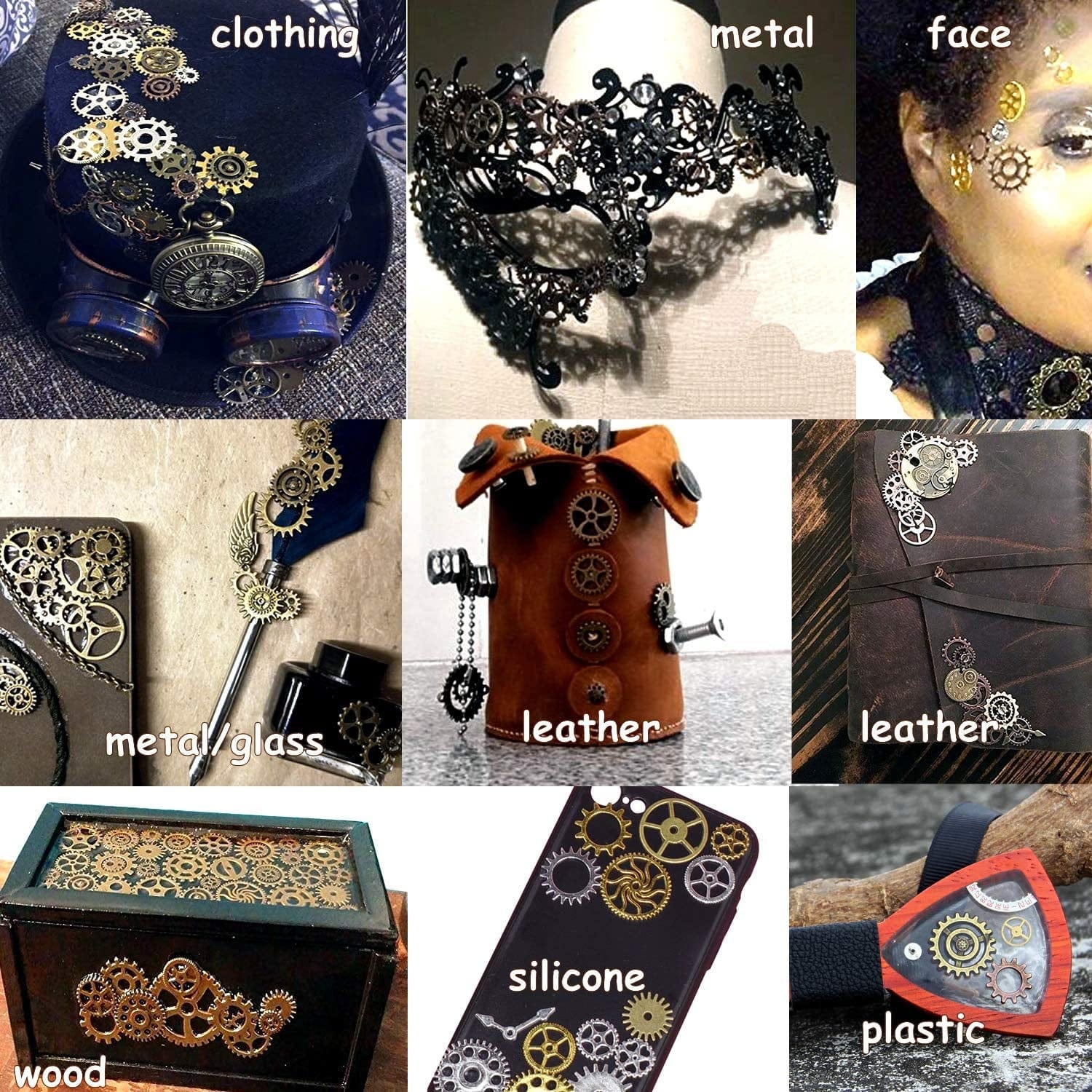 BIHRTC 100 Gram DIY Assorted Color Antique Metal Steampunk Gears Charms Pendant Clock Watch Wheel Gear for Crafting, Jewelry Making Accessory