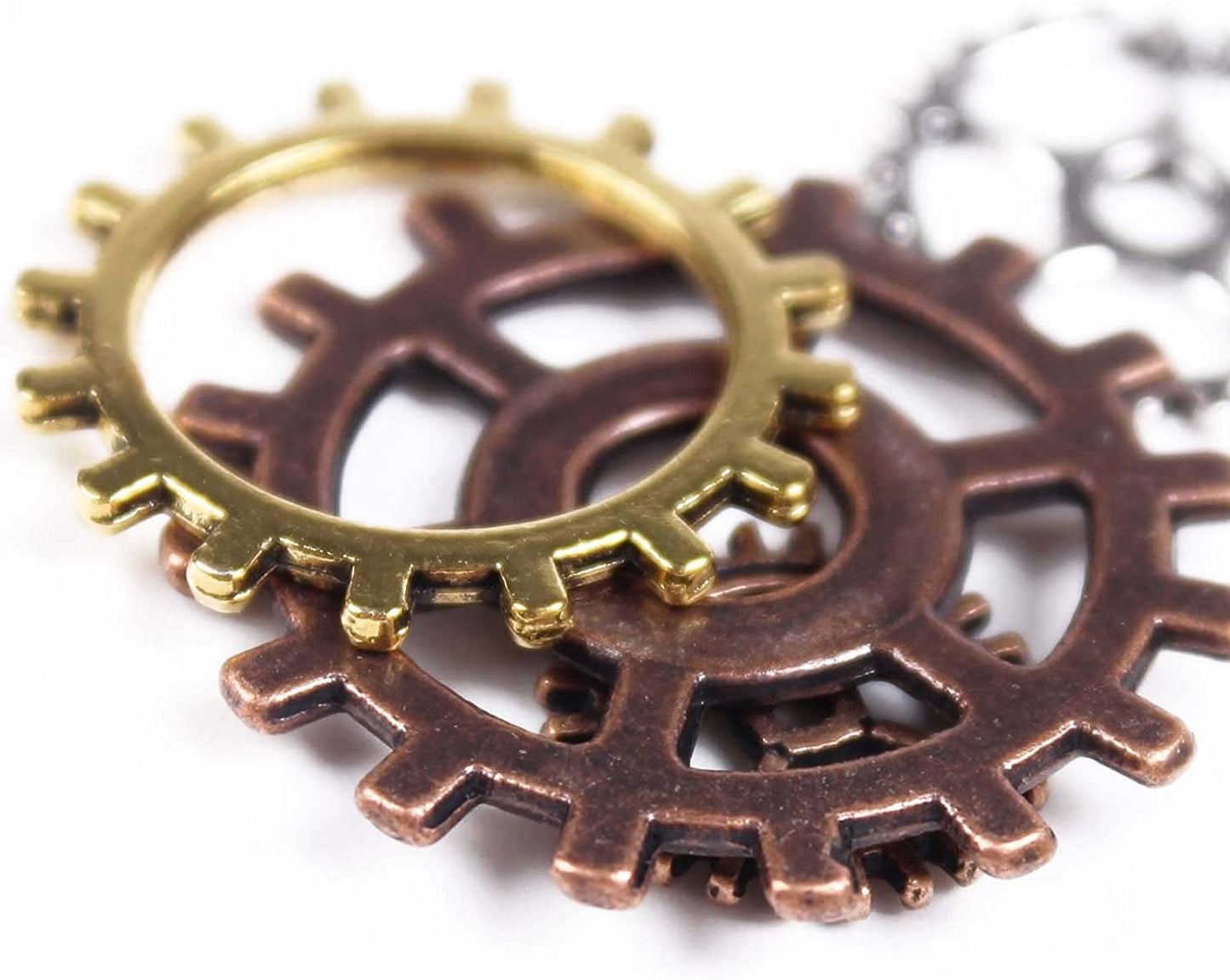 BIHRTC 100 Gram DIY Assorted Color Antique Metal Steampunk Gears Charms Pendant Clock Watch Wheel Gear for Crafting, Jewelry Making Accessory