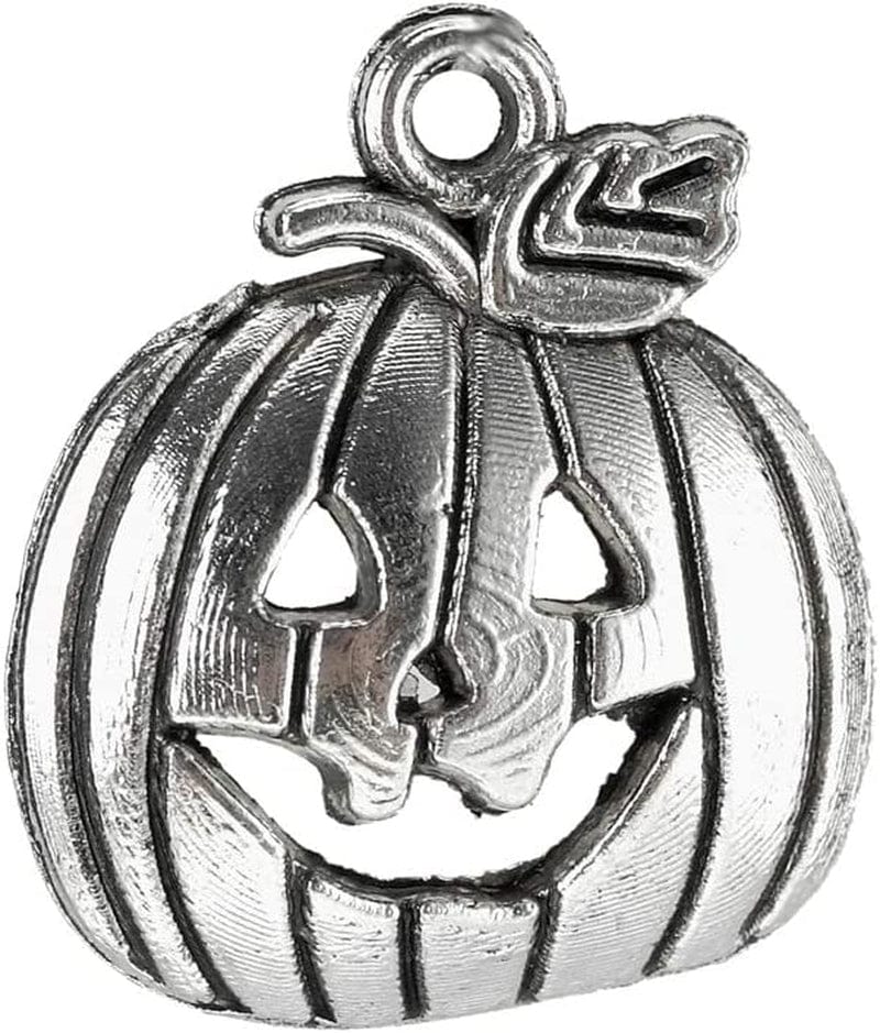Binaryabc Halloween Pumpkin Charm Pendant,For Crafting Jewelry Making Accessory 50Pcs (Antique Silver)