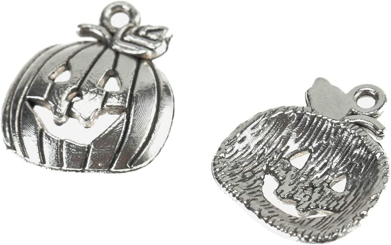 Binaryabc Halloween Pumpkin Charm Pendant,For Crafting Jewelry Making Accessory 50Pcs (Antique Silver)