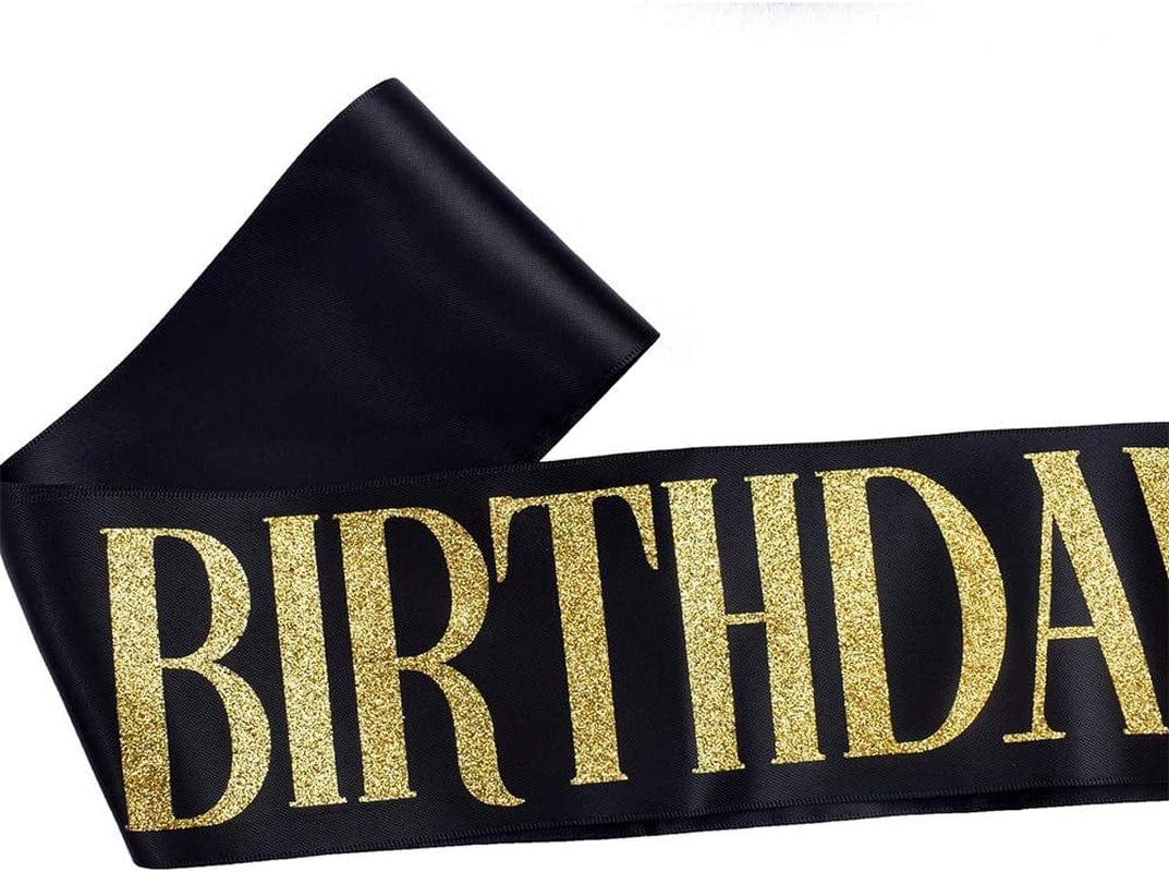 "Birthday Queen" Sash - Birthday Party Gifts Birthday Sash for Women Fun Party Favors (Black/Gold) Apparel & Accessories > Clothing Accessories > Sashes ADBetty