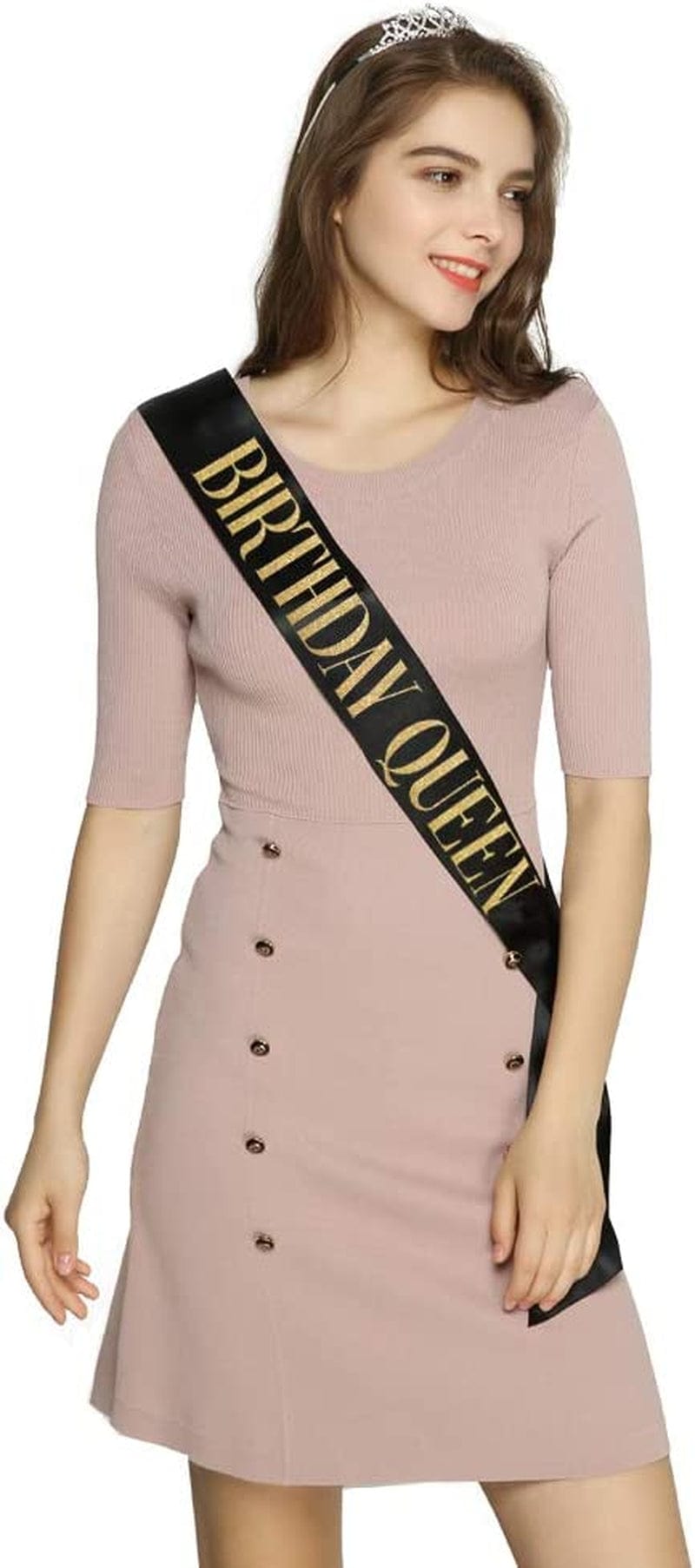 "Birthday Queen" Sash - Birthday Party Gifts Birthday Sash for Women Fun Party Favors (Black/Gold) Apparel & Accessories > Clothing Accessories > Sashes ADBetty