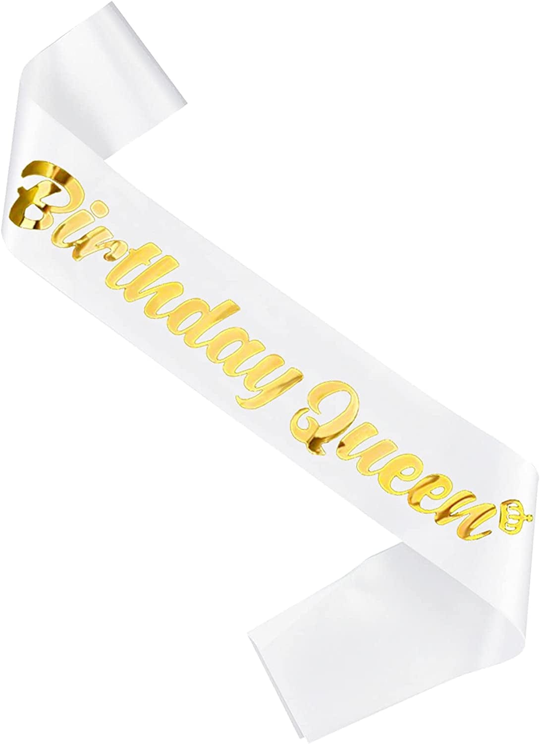 'Birthday Queen' Sash for Women and Girls,Gold Foil Soft Satin Black Sash,Sweet Happy Princess Party Decorations Gift,21St,30Th,40Th,50Th or Any Other Birthday Party Supplies Apparel & Accessories > Clothing Accessories > Sashes MGJSRNH White - Gold