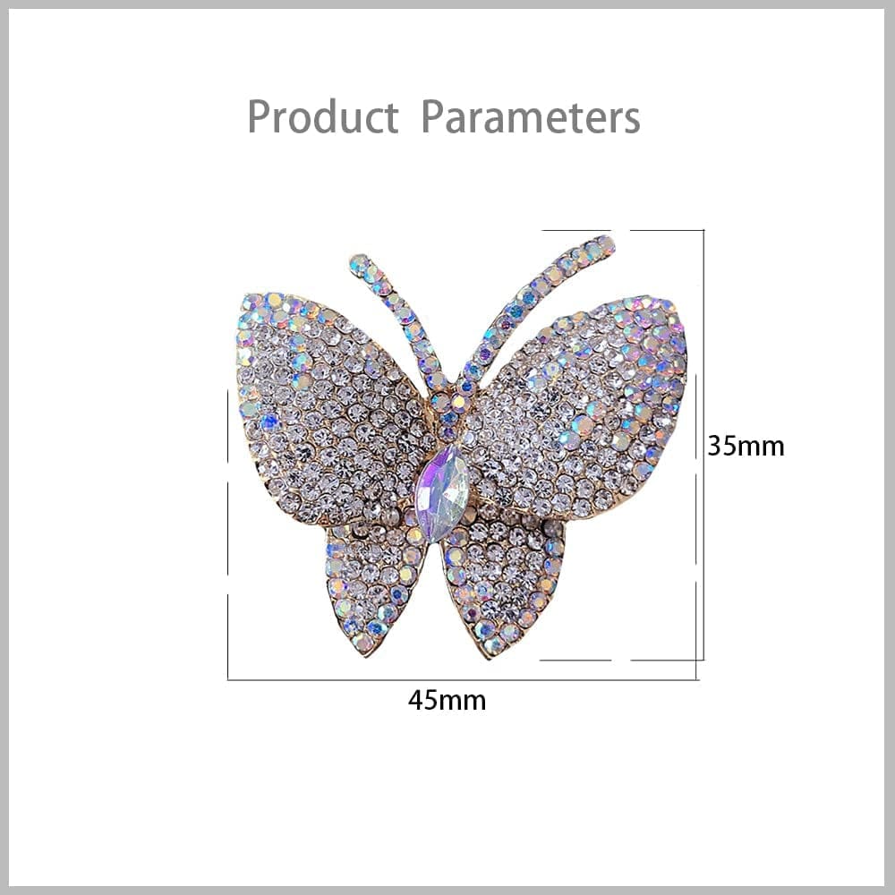 Black Butterfly Rhinestone Brooch Pin for Women Girl Men Exaggerated AB Crystal Cluster Fashion Cartoon Animal Lapel Pins Dress Accessories Unisex Delicacy Birthday Christmas Party Jewelry Gift