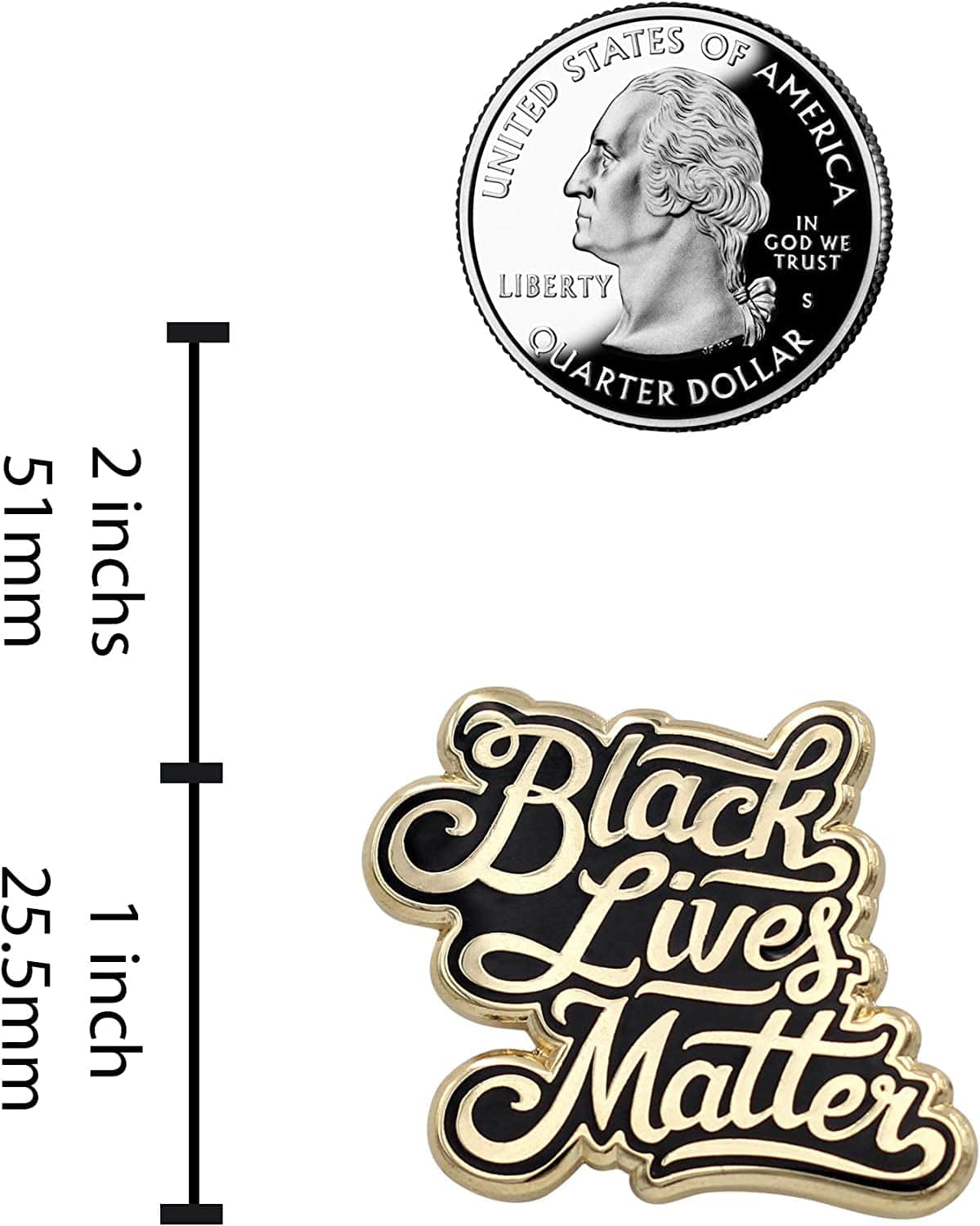- Black Lives Matter Enamel Pin - BLM Pride & Protest Lapel Pin - Gold and Black Pin for Backpacks, Hats, Jackets & Bags 1