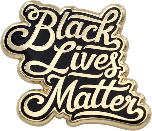 - Black Lives Matter Enamel Pin - BLM Pride & Protest Lapel Pin - Gold and Black Pin for Backpacks, Hats, Jackets & Bags 1