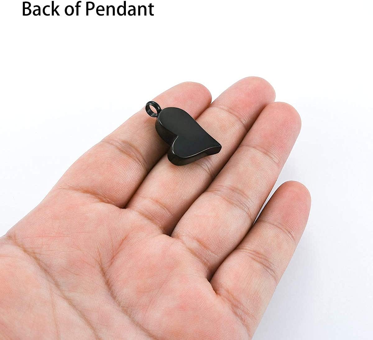 Black Stainless Steel Ashes Holder Memorial Urn Necklaces Pendant Heart Cremation Keepsake Jewelry-Forever in My Heart