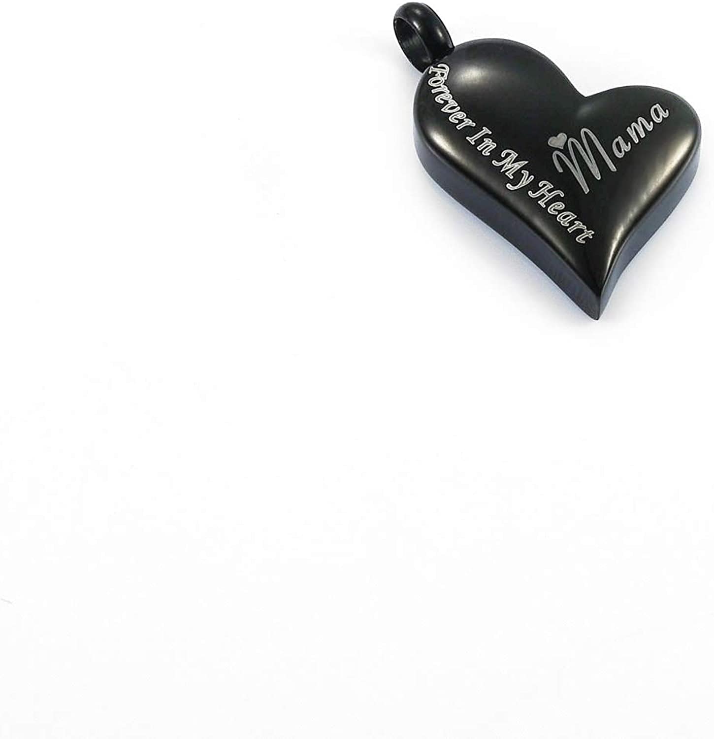 Black Stainless Steel Ashes Holder Memorial Urn Necklaces Pendant Heart Cremation Keepsake Jewelry-Forever in My Heart