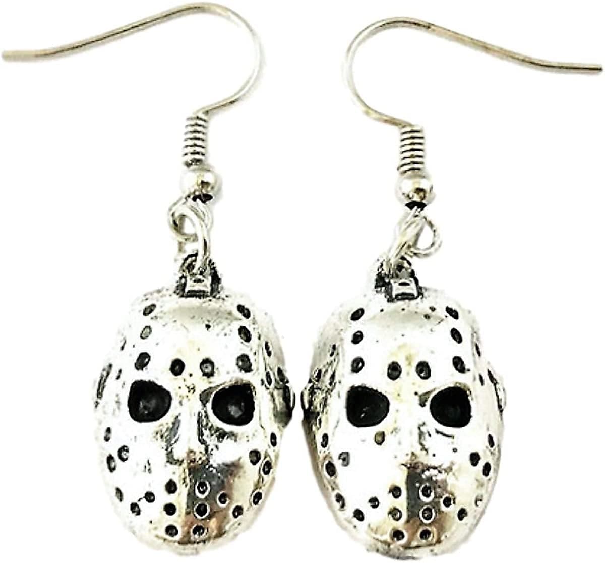 Blingsoul Mare Night Horror Skull Earrings - before Christmas Skellington Crystal Pave Jewelry Promise Gift for Women Bride Silver Mask Earrings