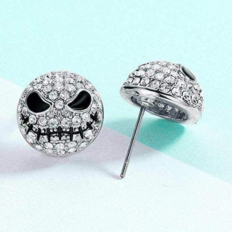 Blingsoul Mare Night Horror Skull Earrings - before Christmas Skellington Crystal Pave Jewelry Promise Gift for Women Bride