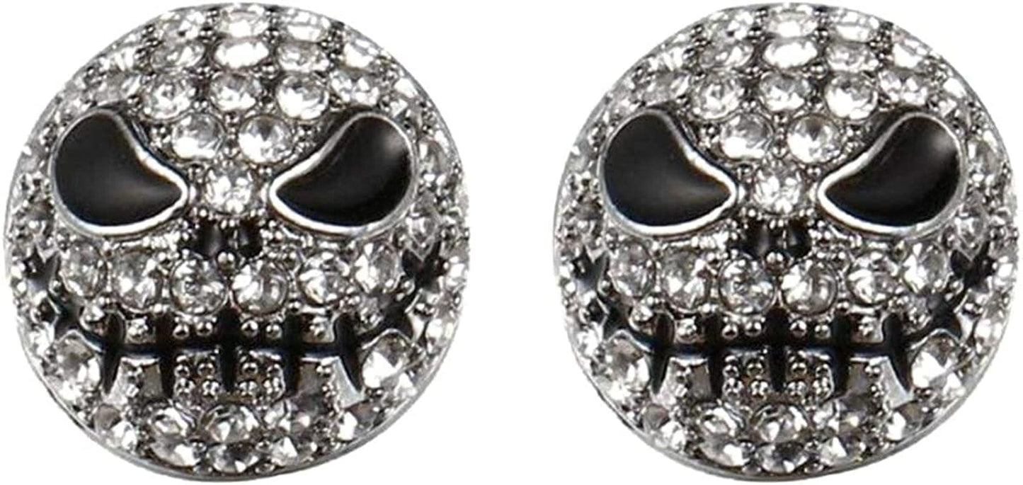 Blingsoul Mare Night Horror Skull Earrings - before Christmas Skellington Crystal Pave Jewelry Promise Gift for Women Bride Mare Night Earrings