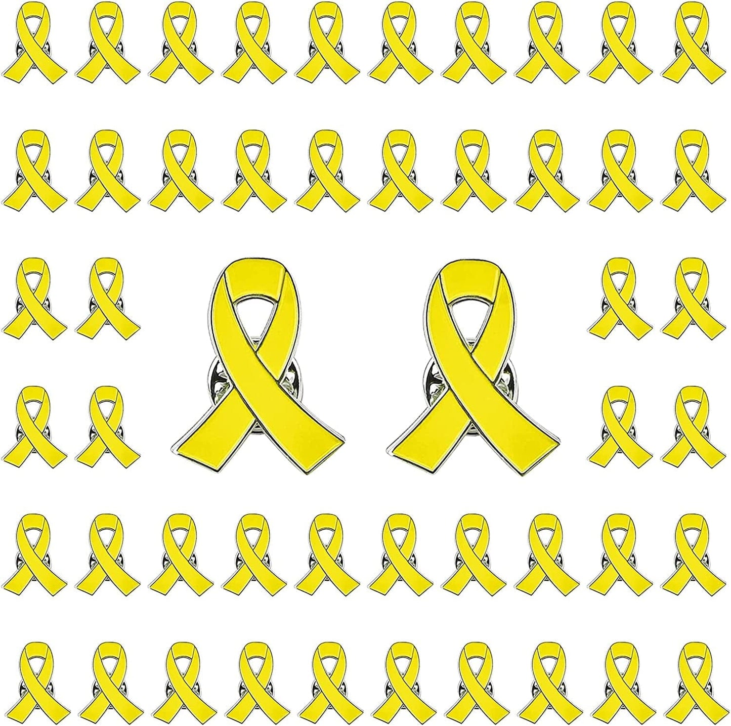 Blue Ribbon Pin, 10 Pcs Awareness Ribbons Lapel Pins Hope Brooch Enamel Jewelry Pins for Man or Women Yellow / 50