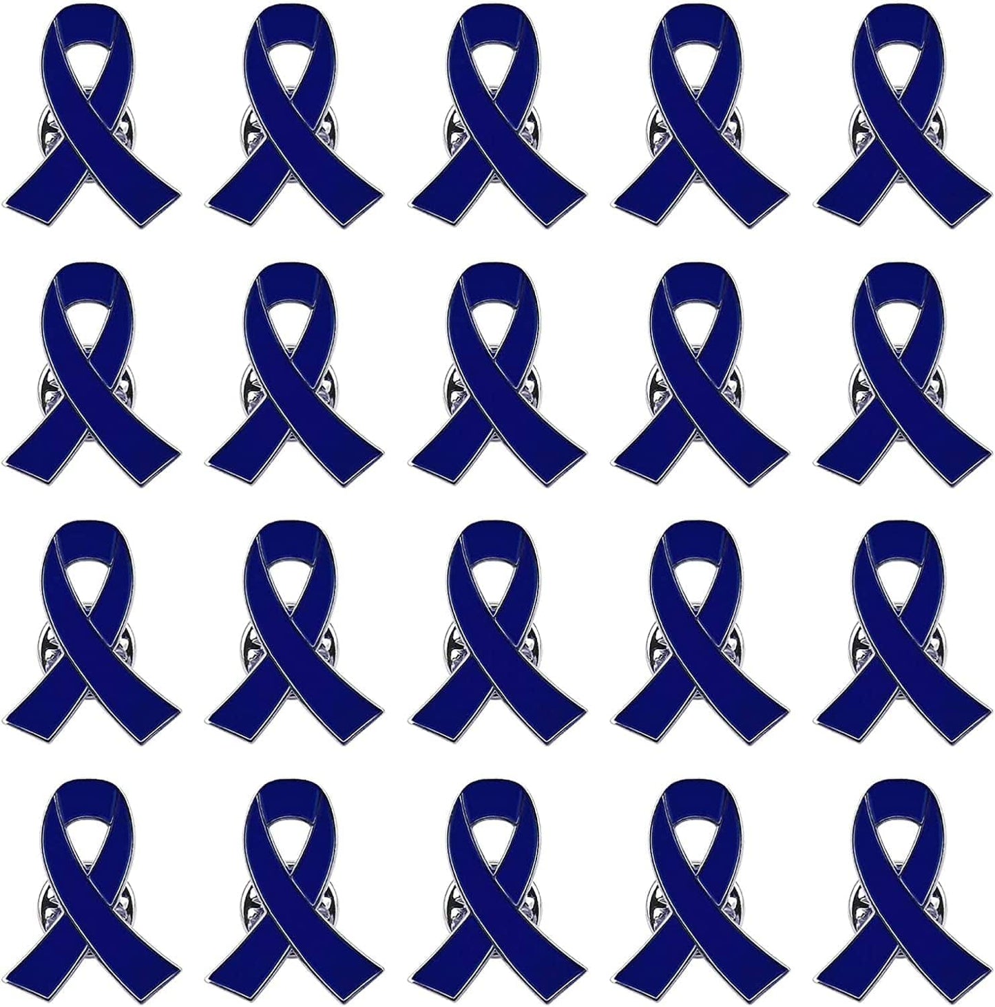 Blue Ribbon Pin, 10 Pcs Awareness Ribbons Lapel Pins Hope Brooch Enamel Jewelry Pins for Man or Women Dark Blue / 20