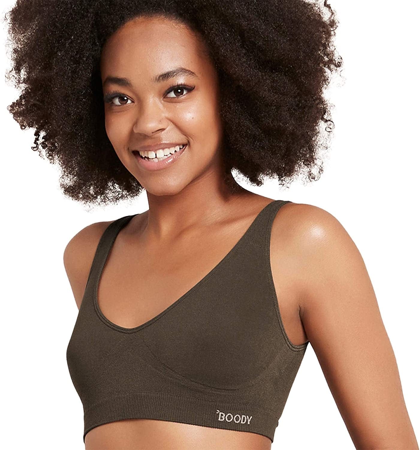 Body Ecowear Women'S Shaper Bra, Wireless, Light Support, Seamless Stretch, Soft Breathable, Bamboo Viscose Dark Olive / Small