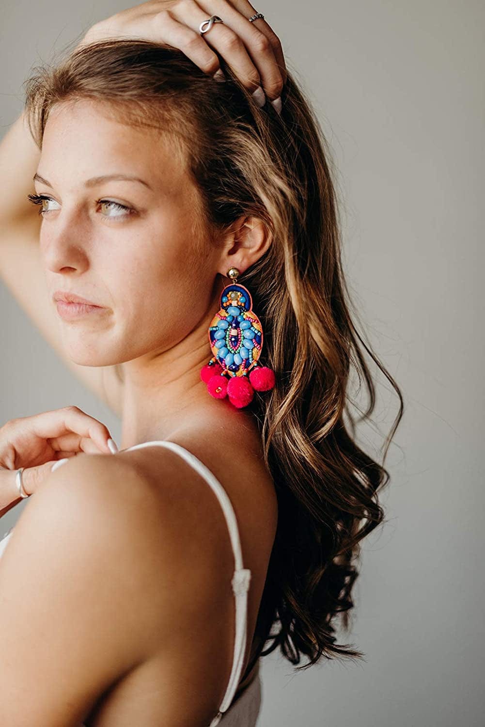 Bohemian Beaded Multicolor Fiesta Statement Earrings