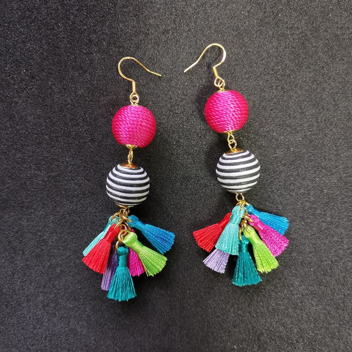 Bohemian Thread Ball Tassel Dangle Drop Earrings for Women Teen Girls Christmas Valentines Day Gift