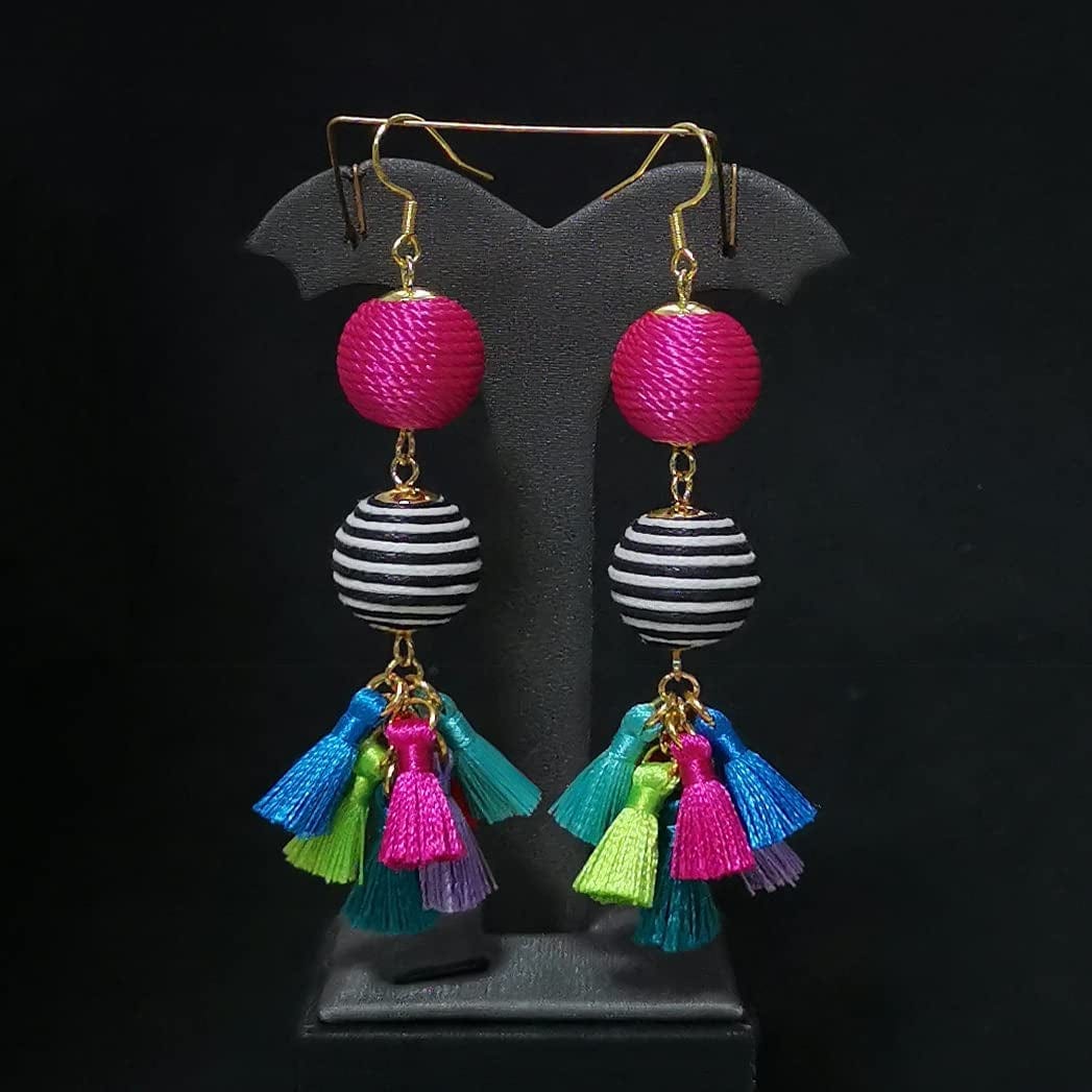 Bohemian Thread Ball Tassel Dangle Drop Earrings for Women Teen Girls Christmas Valentines Day Gift