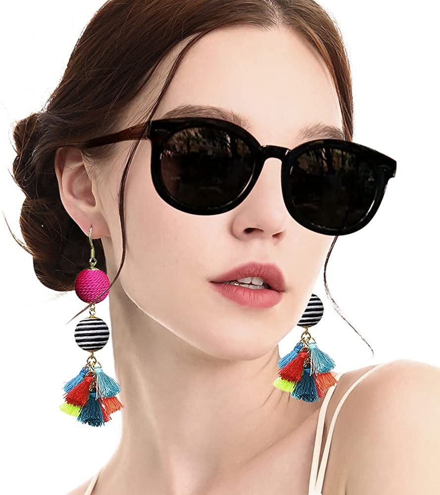 Bohemian Thread Ball Tassel Dangle Drop Earrings for Women Teen Girls Christmas Valentines Day Gift