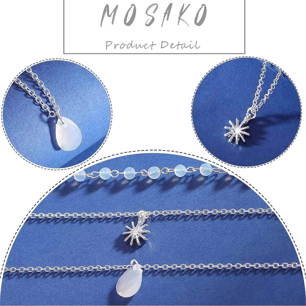 Boho Layered Necklaces Small Beaded Necklace Chains Gold Short Necklace Chain Sun Opal Pendant Necklace Glass Beads Surfer Dainty Delicate Handmade Necklace Jewelry for Women and Girls