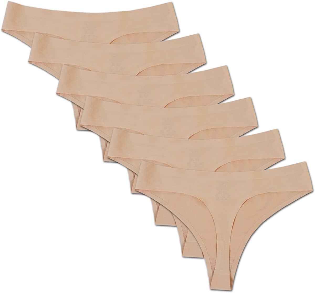 Bolivelan Womens Mid-Rise Seamless Thongs Comfy Underwear G-Strings Panties Nude (6 Pack) / 8