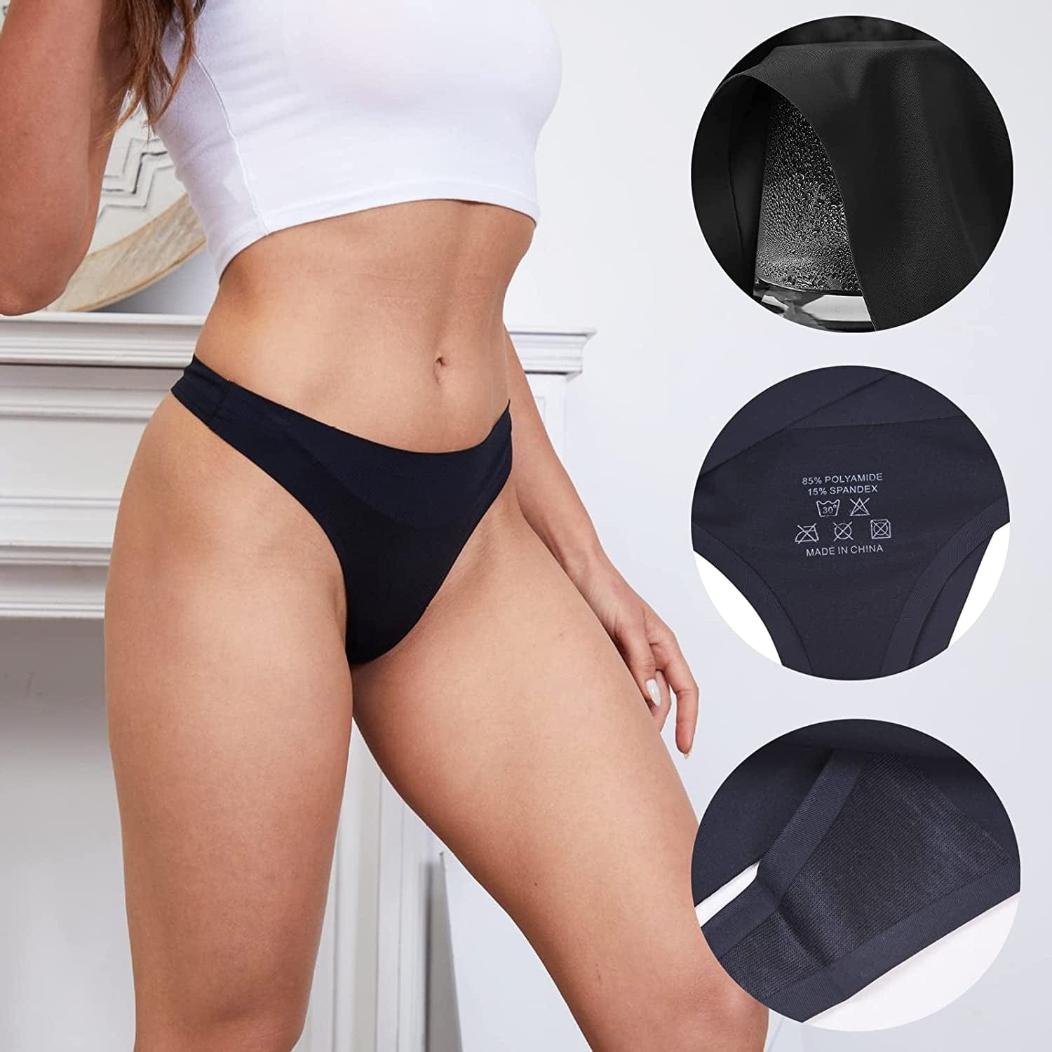 Bolivelan Womens Mid-Rise Seamless Thongs Comfy Underwear G-Strings Panties