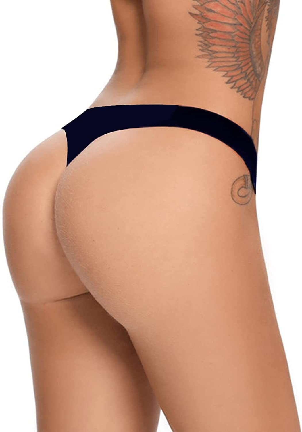 Bolivelan Womens Mid-Rise Seamless Thongs Comfy Underwear G-Strings Panties