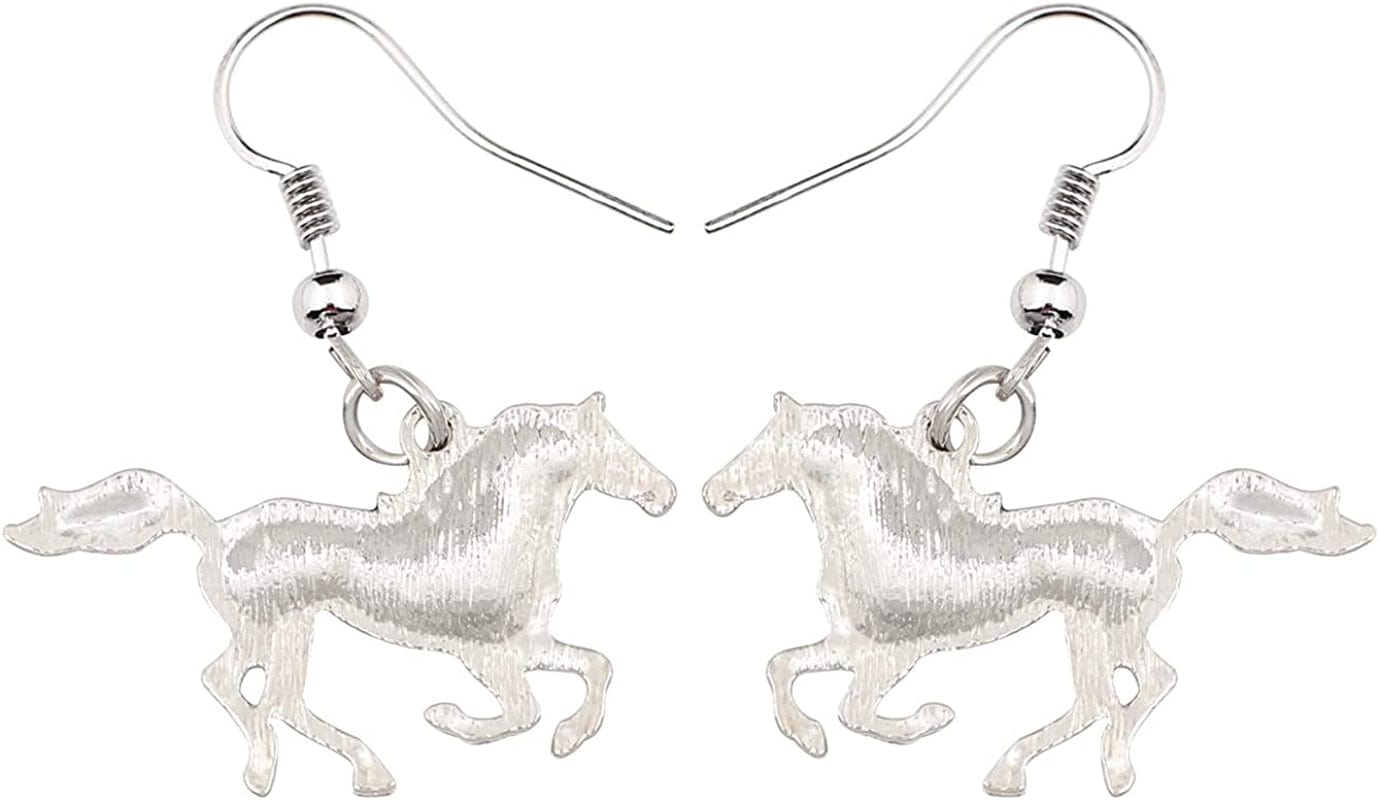 BONSNY Enamel Alloy Colorful Horse Earrings for Women Girls Kids Animal Lover Statement Jewelry