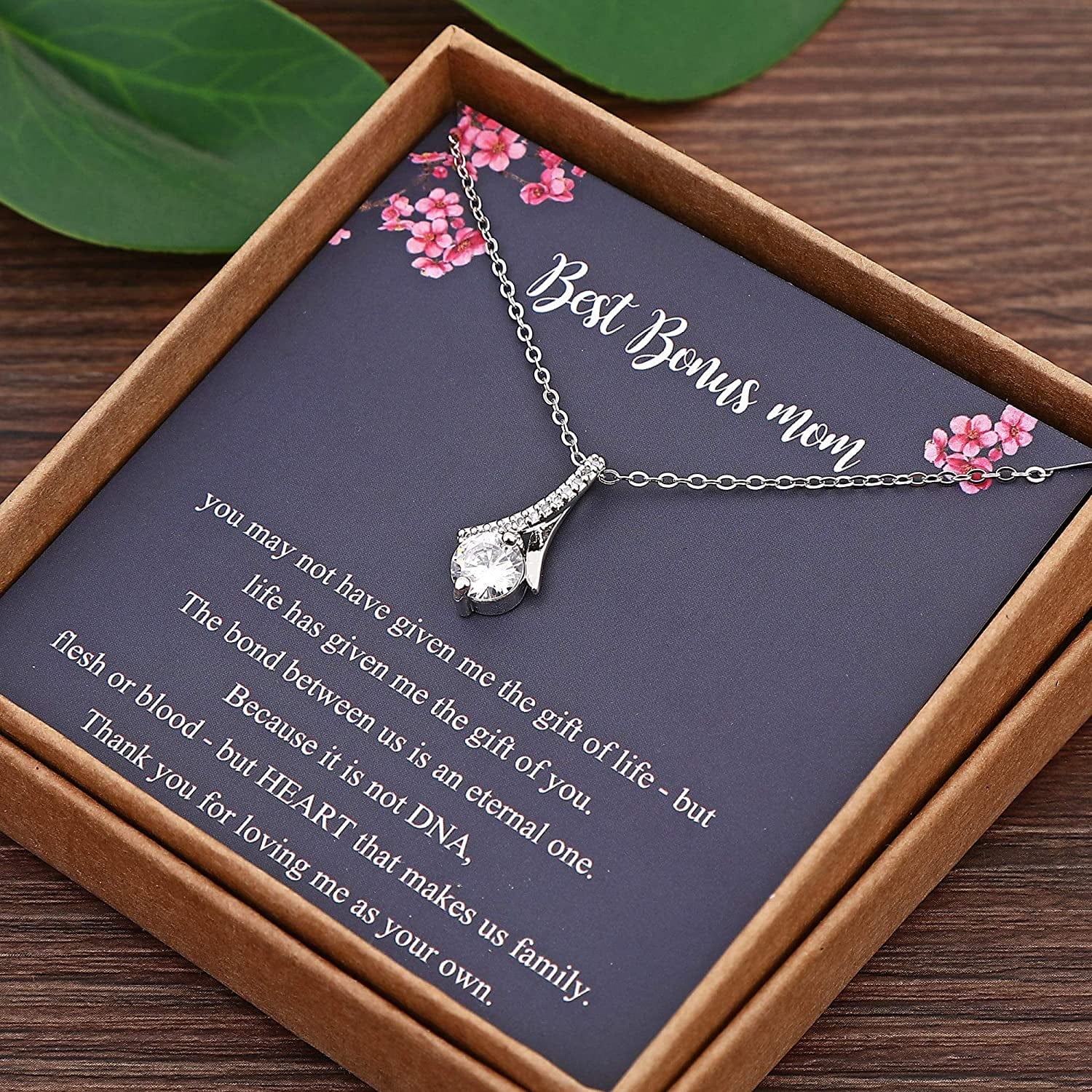 Bonus Mom Gifts from Daughter, Stepmother Mother in Law Gifts, 925 Sterling Silver Necklace, Gifts for Stepmom, Bonus Mom Necklace, Mother in Law Gifts, Adoption Gifts