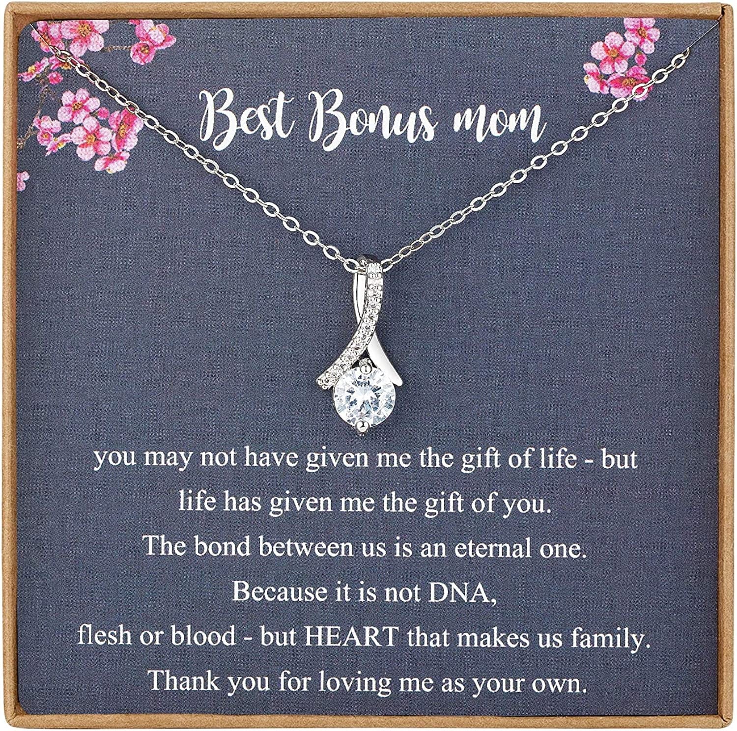 Bonus Mom Gifts from Daughter, Stepmother Mother in Law Gifts, 925 Sterling Silver Necklace, Gifts for Stepmom, Bonus Mom Necklace, Mother in Law Gifts, Adoption Gifts