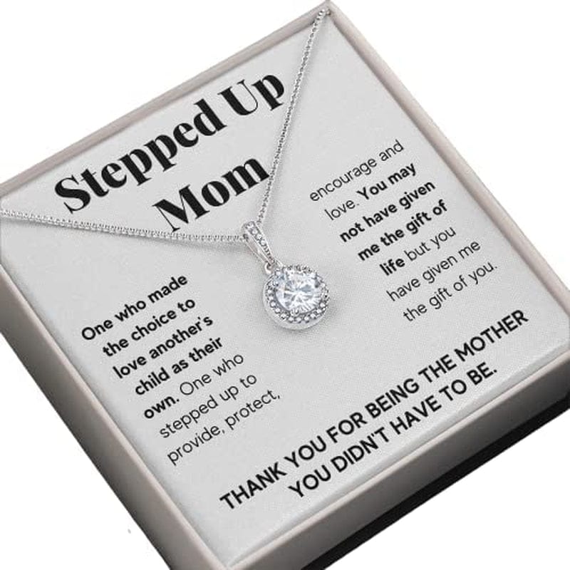 Bonus Mom Necklace Gifts Step Mom Mothers Day Gift Stepped up Mom from Step Daughter Stepson to My Bonus Mom Pendant Jewelry Present with Message Card and Gift Box. Gift for Stepmom. Bonus Mom Gift. Necklace for Mom Stepped Up Mom Eternal / Standard Box