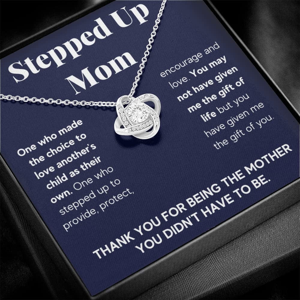 Bonus Mom Necklace Gifts Step Mom Mothers Day Gift Stepped up Mom from Step Daughter Stepson to My Bonus Mom Pendant Jewelry Present with Message Card and Gift Box. Gift for Stepmom. Bonus Mom Gift. Necklace for Mom