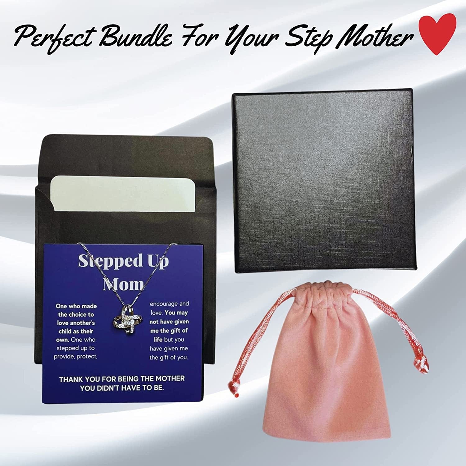 Bonus Mom Necklace Gifts Step Mom Mothers Day Gift Stepped up Mom from Step Daughter Stepson to My Bonus Mom Pendant Jewelry Present with Message Card and Gift Box. Gift for Stepmom. Bonus Mom Gift. Necklace for Mom