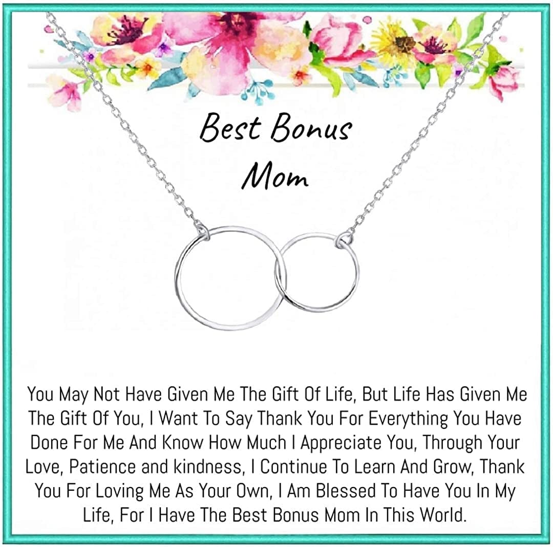 Bonus Mom Stepmom Birthday Gift, Step Mom Necklace, Stepmom Jewelry Silver