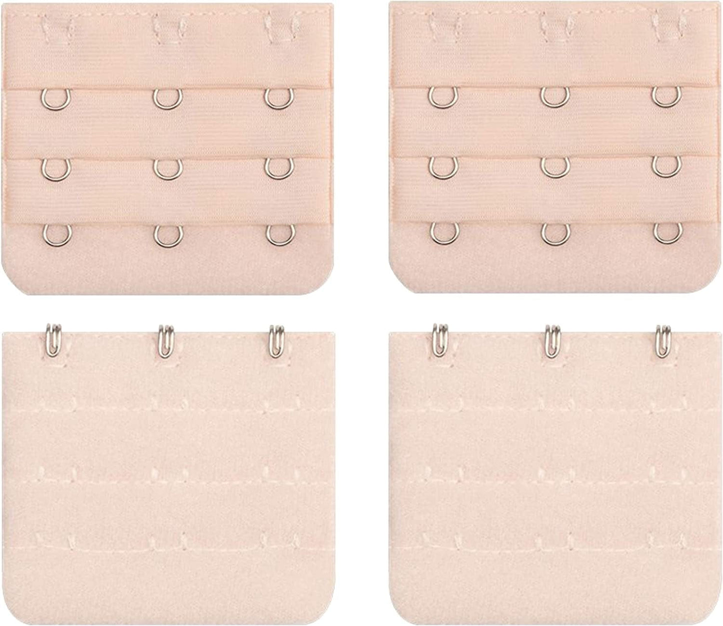 Bra Extender 3 Hook Bra Back Clips Bra Strap Extender Bra Clasp (4Pcs) Nude