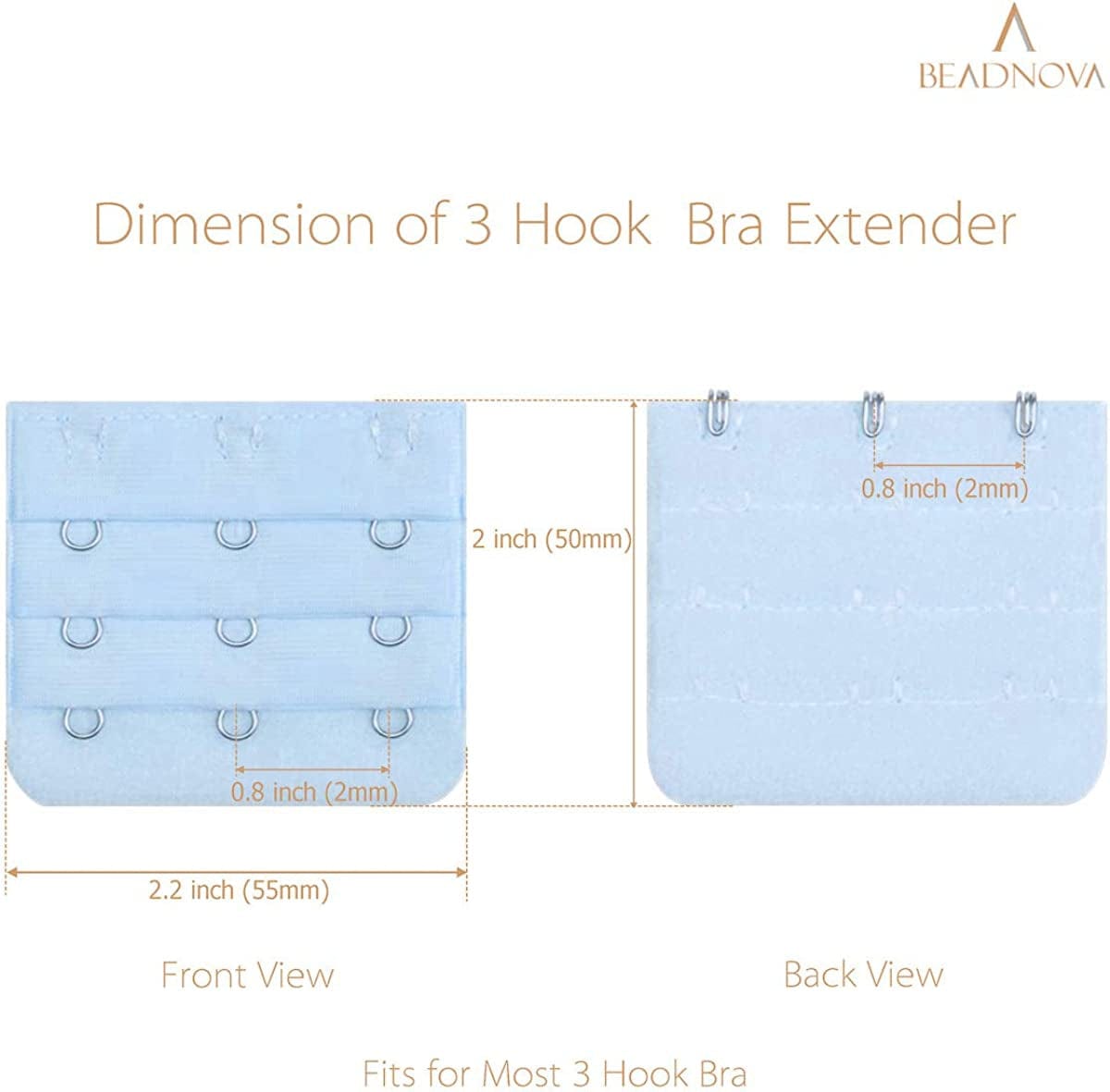 Bra Extender 3 Hook Bra Back Clips Bra Strap Extender Bra Clasp (4Pcs)