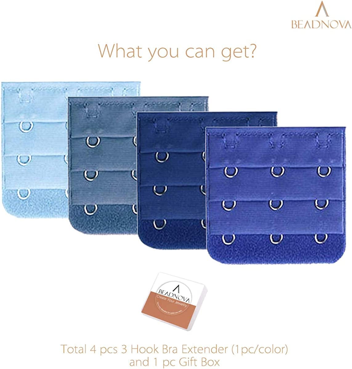 Bra Extender 3 Hook Bra Back Clips Bra Strap Extender Bra Clasp (4Pcs)